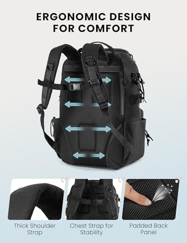 Tackle Backpack Fishing Bags with Rod Holder (Black)