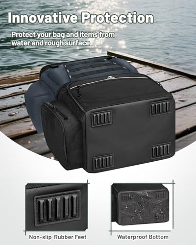 Fishing Tackle Box Backpack with 4 3600 Trays (Grey Black)
