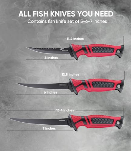Fillet Knife and Bait Knife Set Performance 5" (Black-Red)
