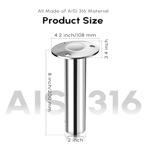 90 Degree Fishing Rod Holder 2 Pack (90 Degree - SS with White Insert)
