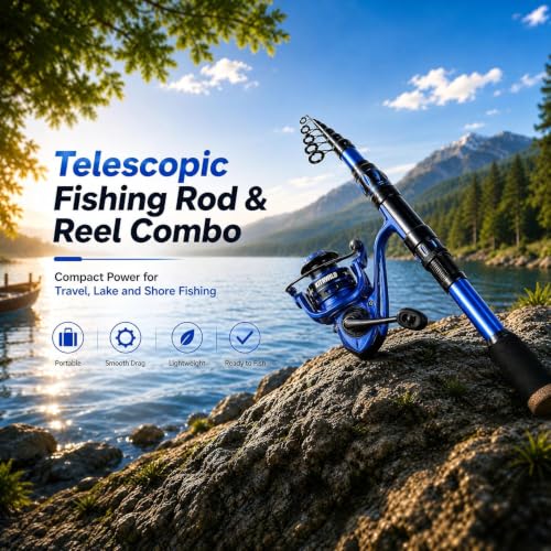 Telescopic Fishing Combo (Blue / 9FT)