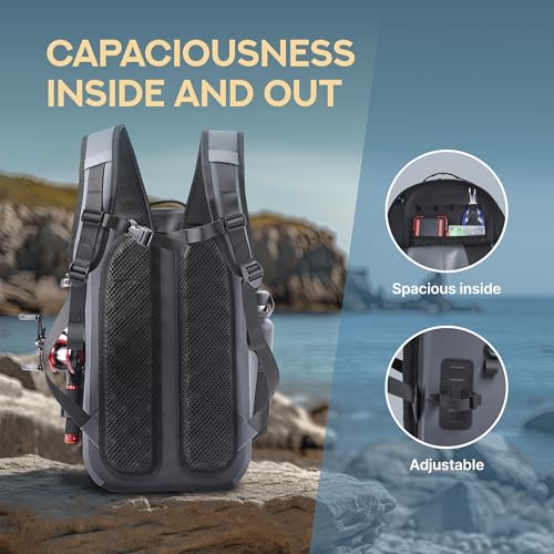 Waterproof Fishing Backpack G2 with Rod Holder (Gray / G2 Backpack)