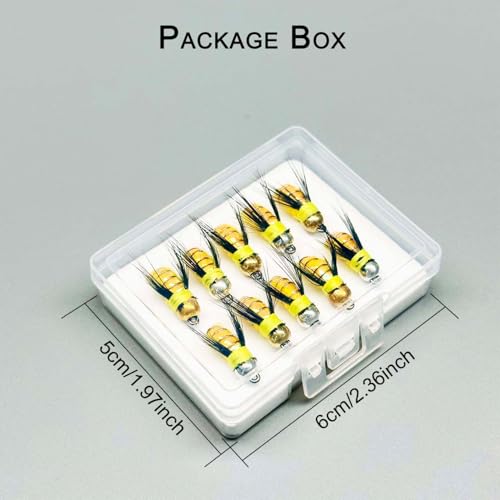10Pc Fishing Lure #8 Bright Colors Brasshead Bionics Humpy Fly Nymph Wet Flies Insect Bait Pike Trout Salmon Bass Fly Fishing Flies (Yellow)