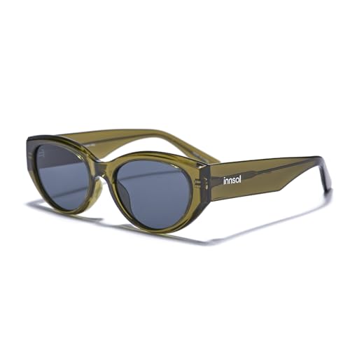Modern Edgy Cat Eye Sunglasses for Women (Transparent Green/Gray)