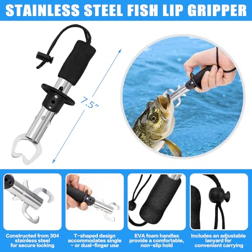13-in-1 Fishing Multi-Tool Kit with Pliers, Fillet Knife, Lip Gripper, Scissor, Hook Remover - Fly, Ice, Saltwater & Freshwater Fishing for Serious Angler