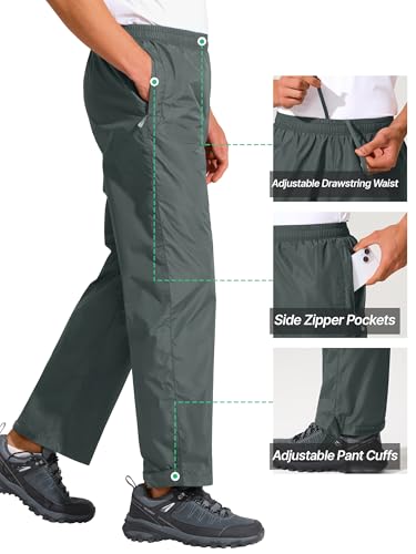 Mens Waterproof Pants Rain Over Pant (38W x 30L / Grey)