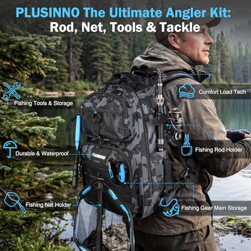 Fishing Gear Fishing Backpack with Fishing Rod (Fishing Backpack with Fishing Rod and reel combo fishing gear)
