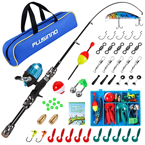 Kids Fishing Pole with Spincast Reel Telescopic Fishing Rod Combo Full Kits for Boys