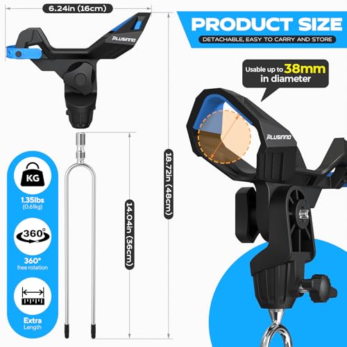 1/2/4 Pack Fishing Rod Holder for Ground, Upgraded Rod Holders for Bank Fishing, 360 Degree Adjustable Fishing Rod Holder Equipment, Fishing Gear, Fishing Gifts for Men