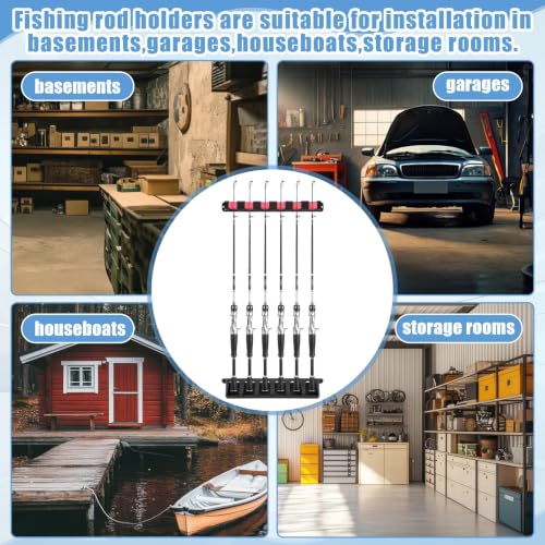 3 Set Fishing Rod Holders for Garage Wall Mount Pole Racks (Vertical)