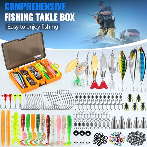 Fishing Rod and Reel Combo Pole Gear Kit Telescopic Beginner (Grey Rod &137pcs Tackle &Net(6.89 ft))
