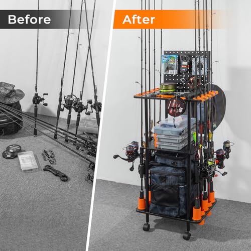 Gear Trolley V10 Mobile Fishing Rod Holder for 10 Rods or Combos (A:Standard Model (10 Rods))