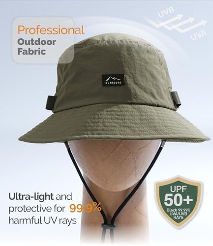 Mens Bucket Sun Hats (One Size / Olive Green)