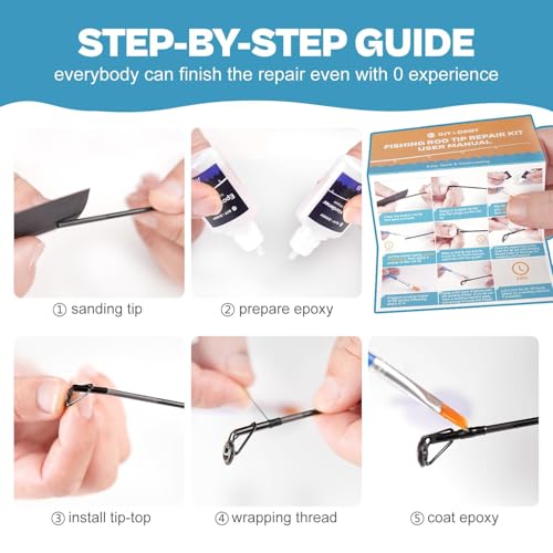 Fishing Rod Tip Repair Kit with Glue (AB-Glue-Kit / 20 Tips)