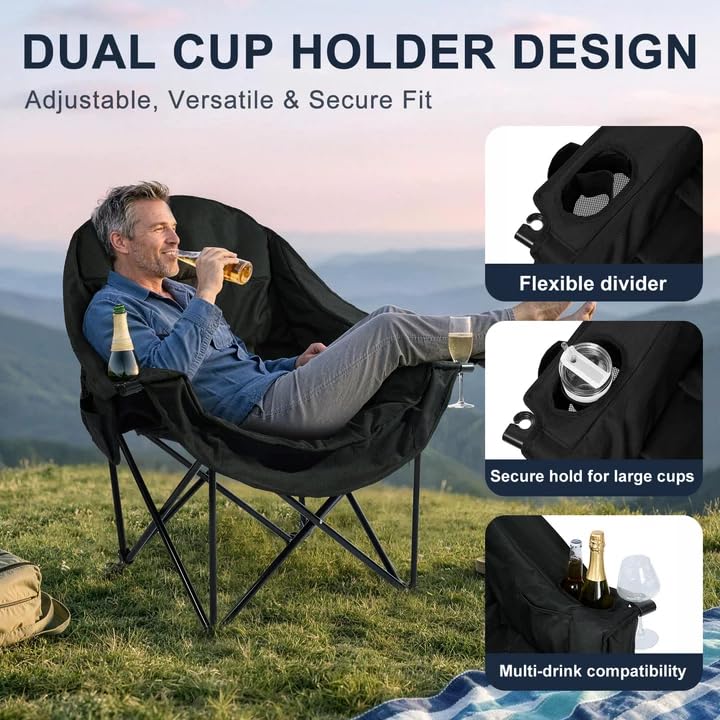 Oversized Camping Chair for Adults (Black)