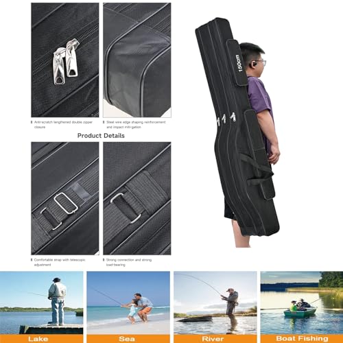 3 Layers Fishing Pole Bag (Black / 150cm/59in)