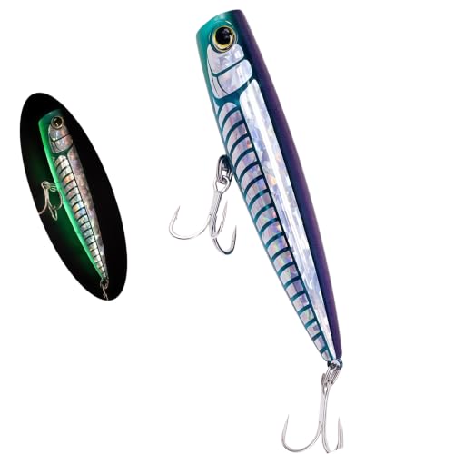 1.41oz 2.29oz Floating Saltwater Topwater Popper Lure (Cyan / 2.29oz/6.30")