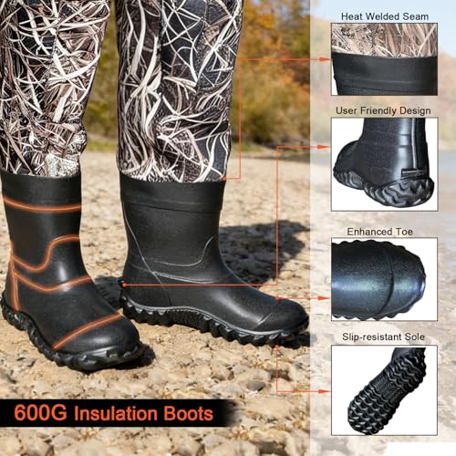 Hunting Waders with 600G Insulated Boots (Waterweed Camo / M13)