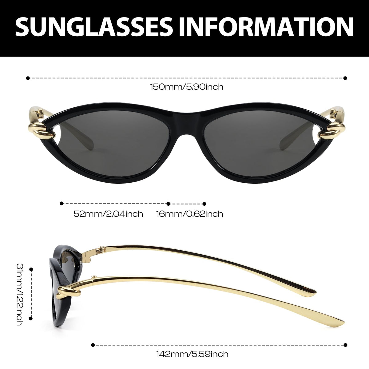 Tangle Free Polarized Aviator Sunglasses for Women (F- Black/Grey)