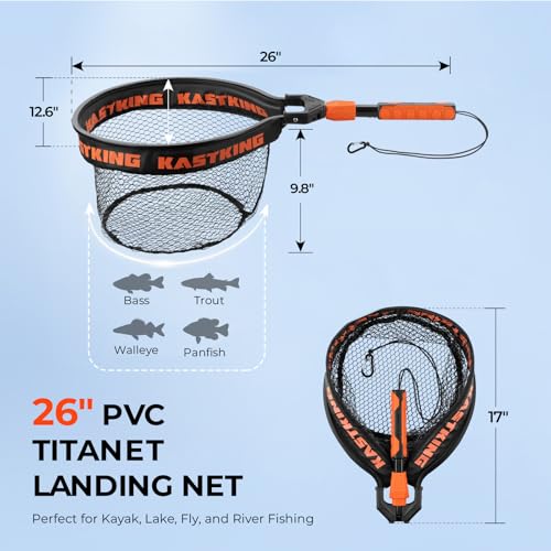 Titanet Folding Fishing Landing Net (26" Total Length (Fixed Handle) / Pvc Net)
