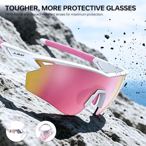 Polarized Running Sunglasses for Men Women Ultra (Elegant White Pink)
