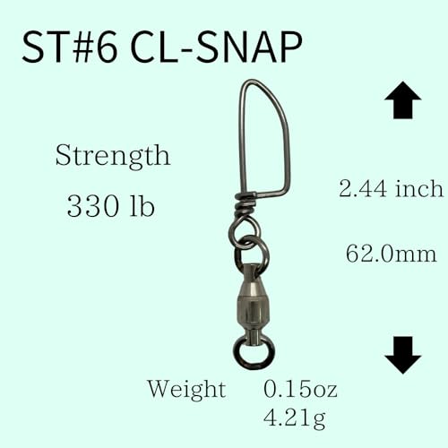 Ball Bearing Swivels with Coastlock Snap Fishing Swivel Made in Japan (#6 (330lb) 10pcs)