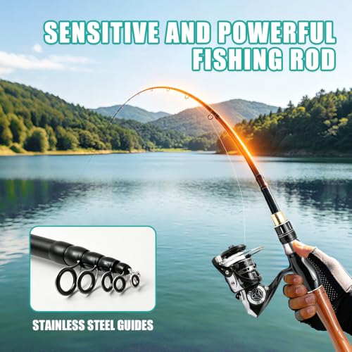 6.9FT Fishing Rod and Reel Combo Kit (WOOD / 6,89FT/2.1M)