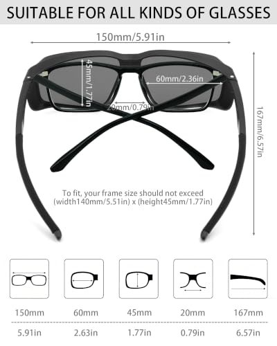 Polarized Sport Sunglasses Fit Over Glasses for Women Men
