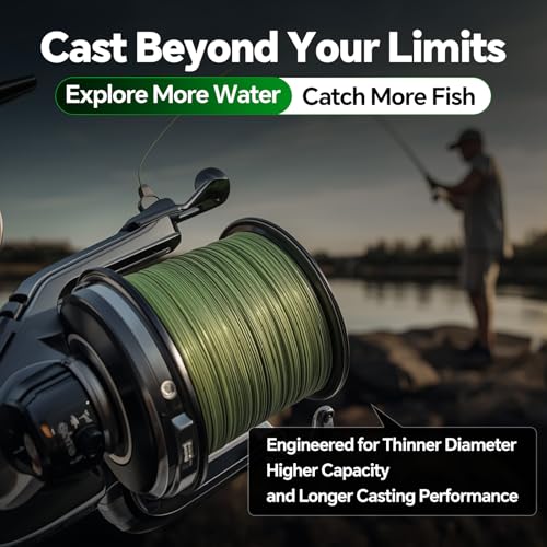 8 Strand Braided Fishing Line 20 & Fluorocarbon Leader (Green / 20LB 110YDS)