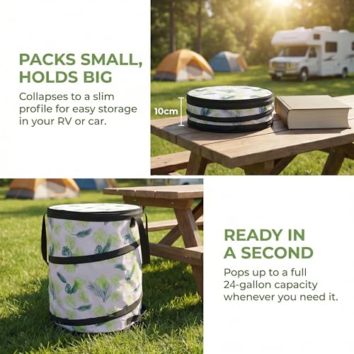 24 Gallon Collapsible Trash Cans with Zipper Lids (24 gallon-2 Pack)