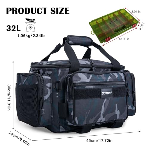Fishing Tackle Bag with 4PCS 3700 Tackle Boxes (B2:Camo with 4 3700 Tackle Boxes / Medium)