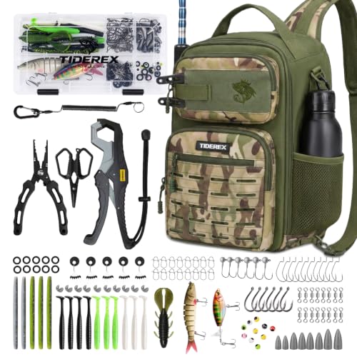 Fishing Sling Bag with 3500 Tackle Box & Fishing Gear
