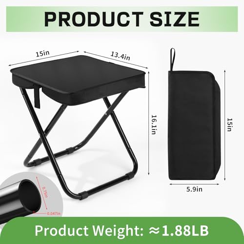 Lightweight Aluminum Portable Folding Stool for Adults (Black)