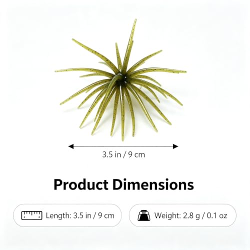 Urchin Baits for Bass Fishing (A-Army green and black / 3.5in-20pcs)