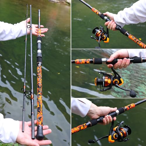 Surf Spinning Fishing Rod Carbon Travel Surf Rod M (orange / 10ft-Spinning-3Pc-MH)