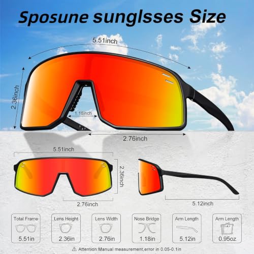 Sunglasses for Men Women (Black &Red Lens)