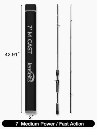 7Ft Spinning Fishing Rod (7'0"-Medium-Fast-Black)