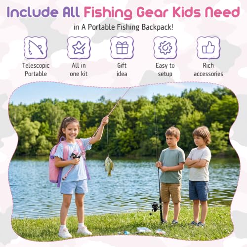 Kids Fishing Pole (Pink / 4.92 ft)