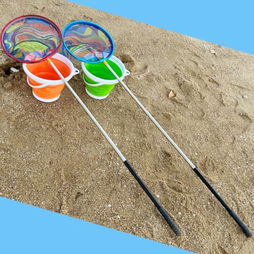 FishingNet2PieceSetRetractableNet forCatchingFrogs andTadpoles (Green+Yellow / 68.5)
