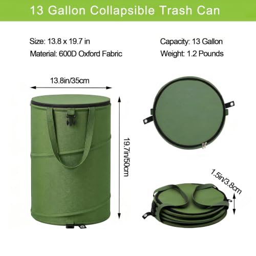 Collapsible Trash Can 13 Gallon (13 Gallons-With Lid)