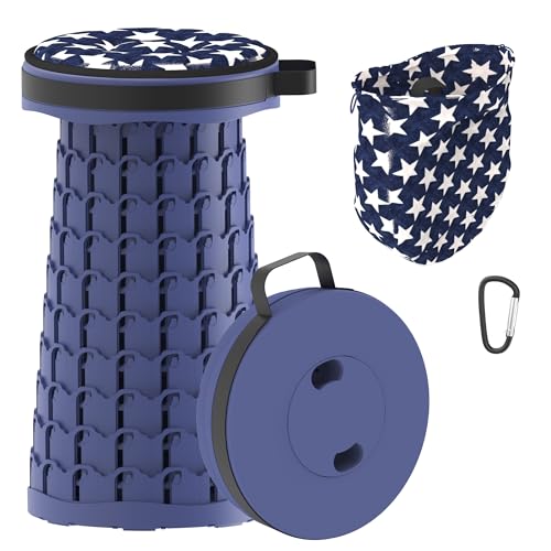 Upgraded Telescoping Stool Collapsible Stool with Cushion & Carry Bag