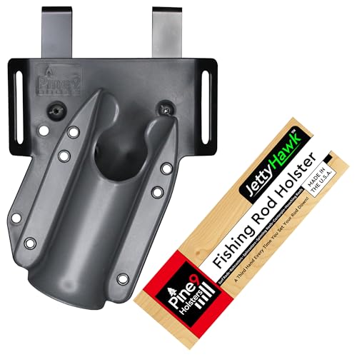 JettyHawk Fishing Rod Hip Holster (Grey w-Black Belt Clip)