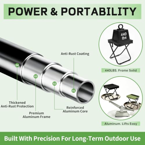 16" Extra Tall Portable Folding Stool for Adults Lightweight Aluminum