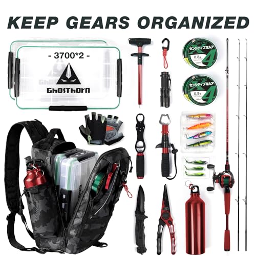Fishing Backpack with Rod Holder (Black Camouflage)