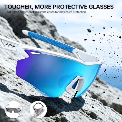 Polarized Running Sunglasses for Men Women Ultra (Elegant White Blue)