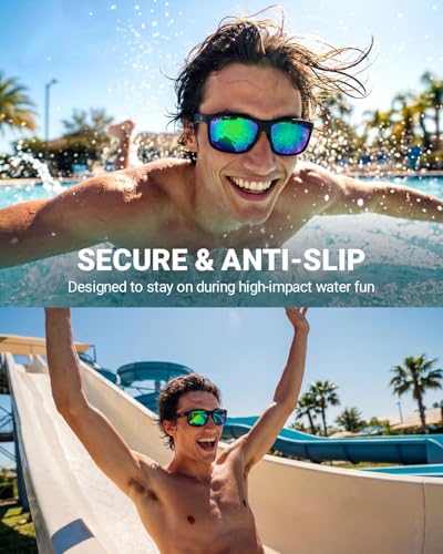 Floating Sunglasses for Men Women (P1 Black Floating Frame/Green Mirrored Lens)