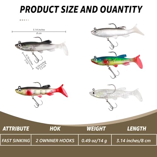 Soft Fishing Lures Shad Minnow Swimbaits (T-tail)