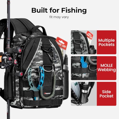 Fishing Backpack (Black Camouflage / Standard)