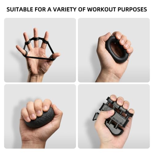 Hand Grip Strengthener Set for Hand Workout Anywhere (Black)