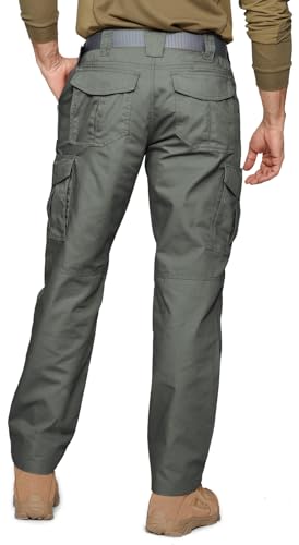 Mens Tactical Pants Ripstop Cargo Work Pants with 9 Pockets Water Resistant Breathable Hiking Construction Pants